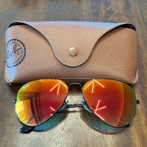 Ray-Ban Aviator Sunglasses with Orange Lenses